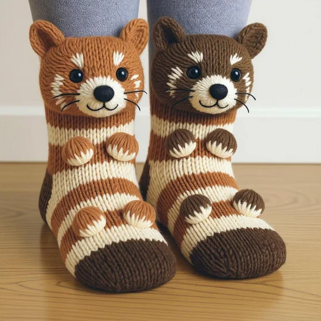 COZYCRITTERS - CALZINI MORBIDI CON ANIMALI LVORATI A MAGLIA